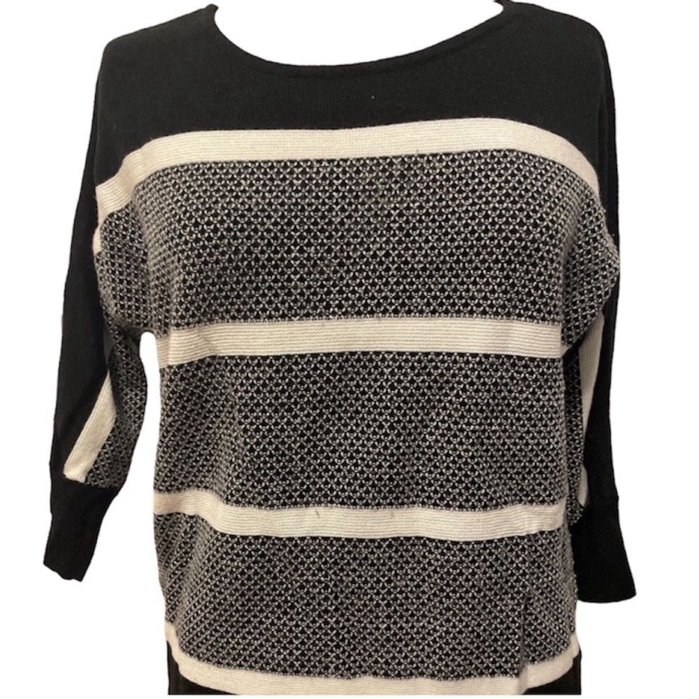 Striped Sweater top Black and White medium m a.n.a